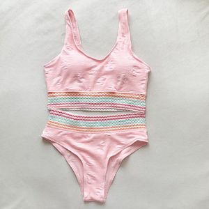 Pink Seersucker Floral Bikini Set